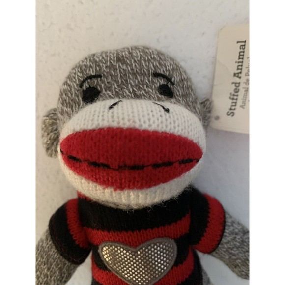 Sock Monkey Dan Dee Collector’s Choice Brown 9" Stuffed Monkey Silver Heart TAG - Picture 8 of 13
